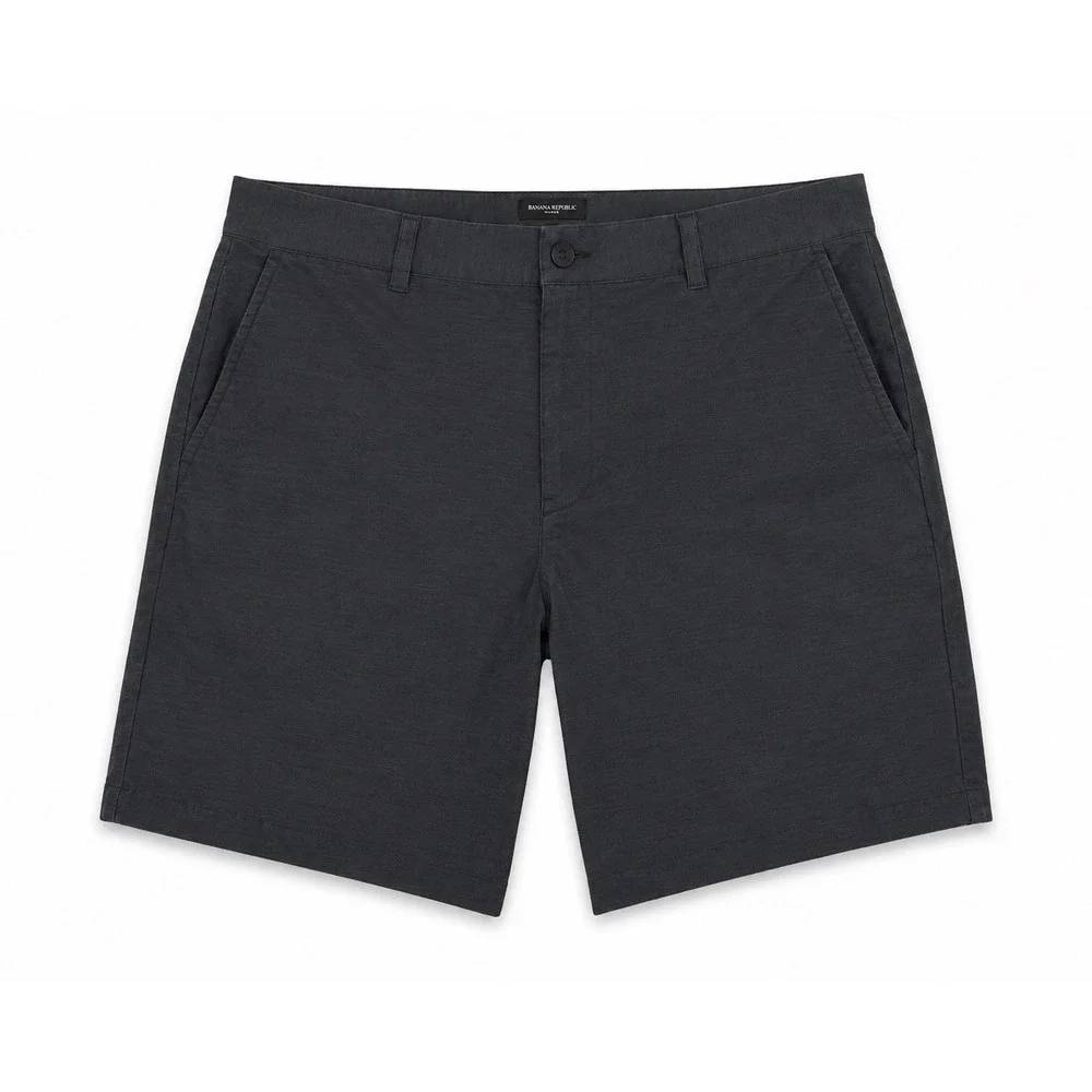 Banana Republic Mens 40 Performance Shorts Charcoal Grey Micro Stripe Stretch